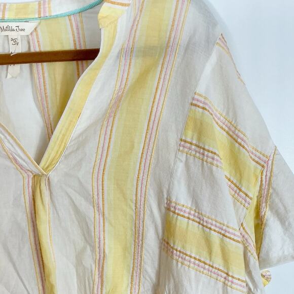 Matilda Jane Womens Striped Summer Picnic Top Yellow White Medium - Picture 3 of 6